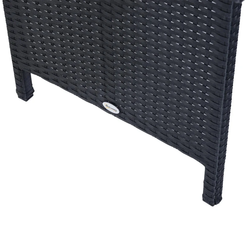 Outsunny Rattan Corner Sofa Set With Table And Footstools - Black 9 Outsunny Rattan Corner Sofa Set With Table And Footstools - Black - Image 9