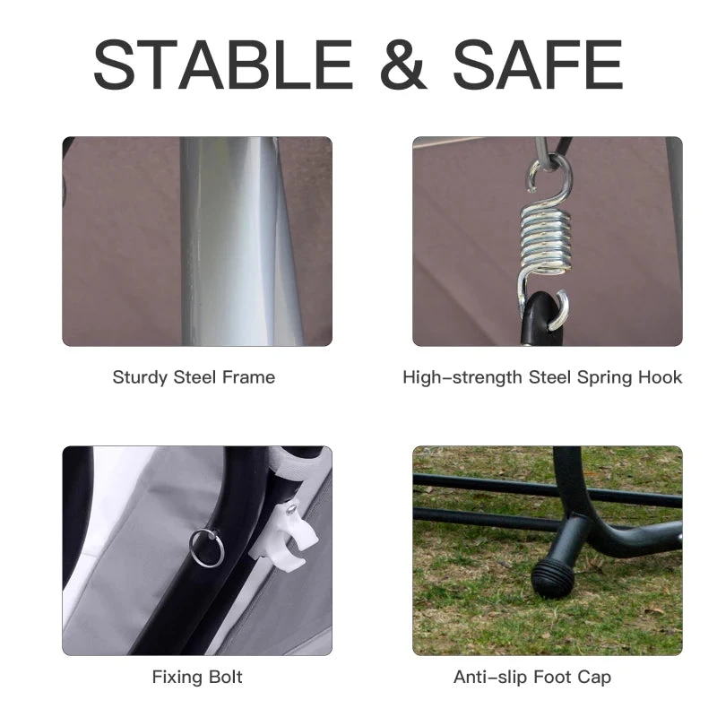 Outsunny Swing Seat 3 Seater - Grey 6 Outsunny Swing Seat 3 Seater - Grey - Image 6