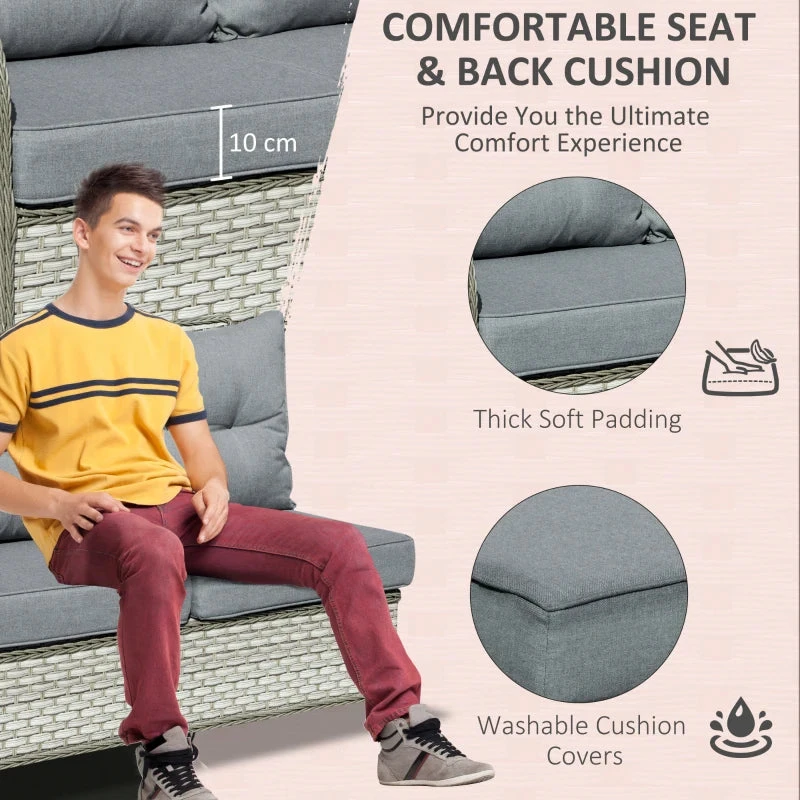 Outsunny Outdoor Wicker Sofa Furniture Set 1.2m 6 Piece - Grey 5 Outsunny Outdoor Wicker Sofa Furniture Set 1.2m 6 Piece - Grey - Image 5