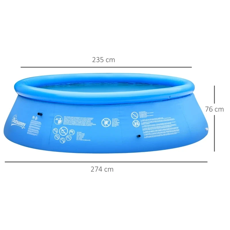 Outsunny Swimming Paddling Pool Round 274cm X 76cm - Blue 3 Outsunny Swimming Paddling Pool Round 274cm X 76cm - Blue - Image 3