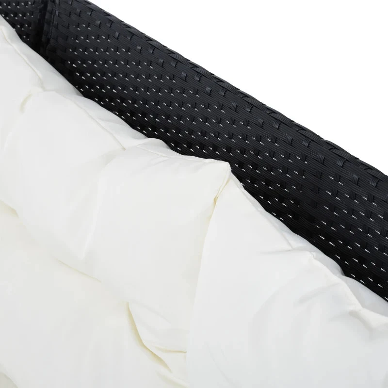 Outsunny Rattan Corner Sofa Set With Table And Footstools - Black 7 Outsunny Rattan Corner Sofa Set With Table And Footstools - Black - Image 7