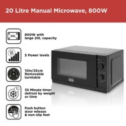 Black & Decker Black+Decker Manual Microwave 800w 20L - Black 12 Black & Decker Black+Decker Manual Microwave 800w 20L - Black -Home Furnishing Serie Shop BXMZ24039GB 02