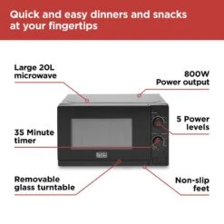 Black & Decker Black+Decker Manual Microwave 800w 20L - Black 14 Black & Decker Black+Decker Manual Microwave 800w 20L - Black -Home Furnishing Serie Shop BXMZ24039GB 08