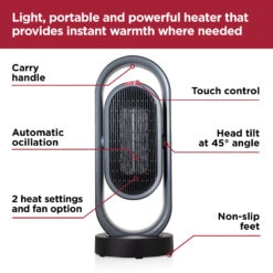 Black & Decker Black+Decker Ceramic Heater 1.8KW - Black -Home Furnishing Serie Shop BXSH37010GB 08