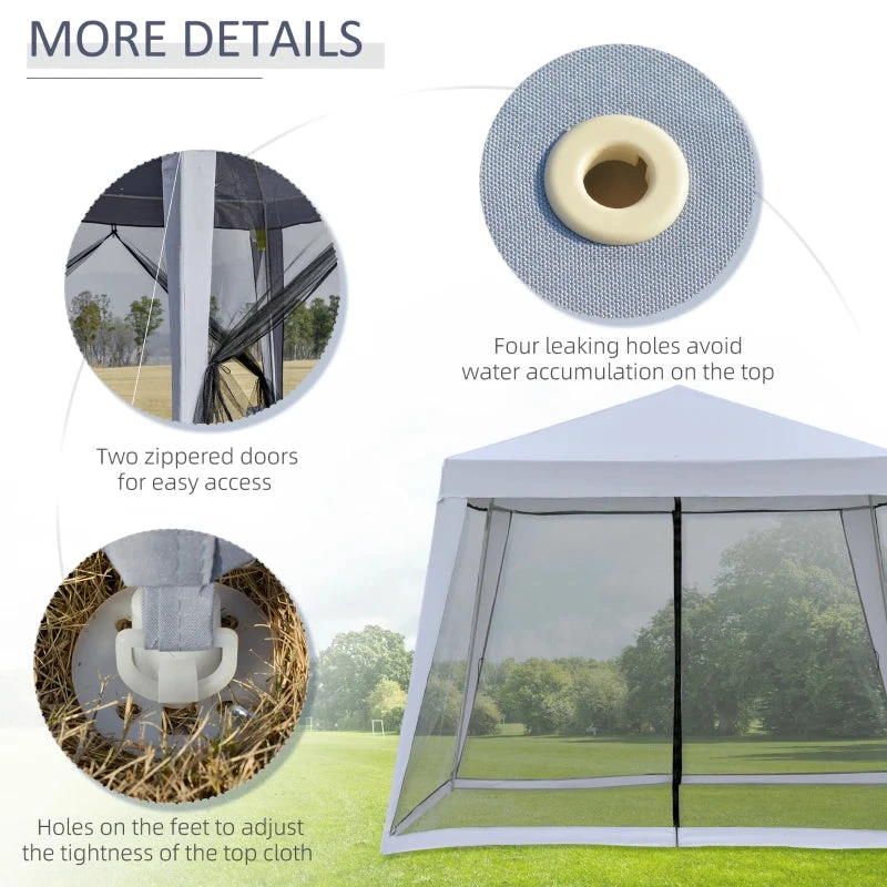 Outsunny 3 X 3 Meter Outdoor Gazebo Garden Canopy Tent Sun Shade Event Shelter With Mesh Screen Side Walls, Grey 13 Outsunny 3 X 3 Meter Outdoor Gazebo Garden Canopy Tent Sun Shade Event Shelter With Mesh Screen Side Walls, Grey - Image 13