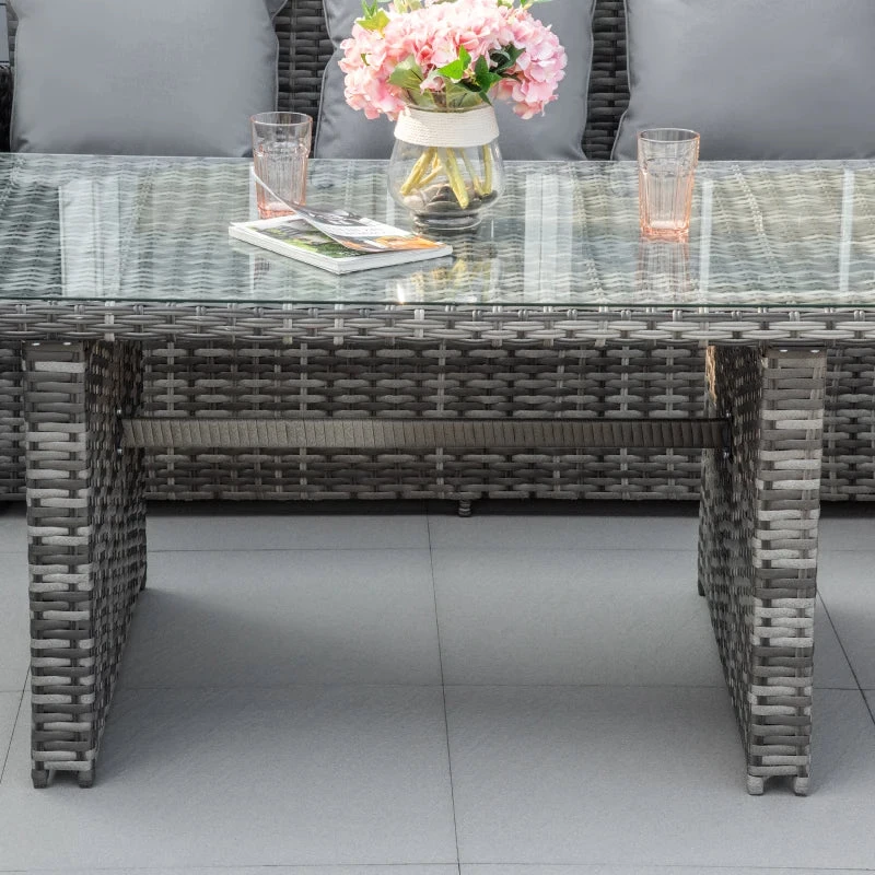 Outsunny Rattan Sofa Set With Table 3 Piece 1.8m- Grey 7 Outsunny Rattan Sofa Set With Table 3 Piece 1.8m- Grey - Image 7