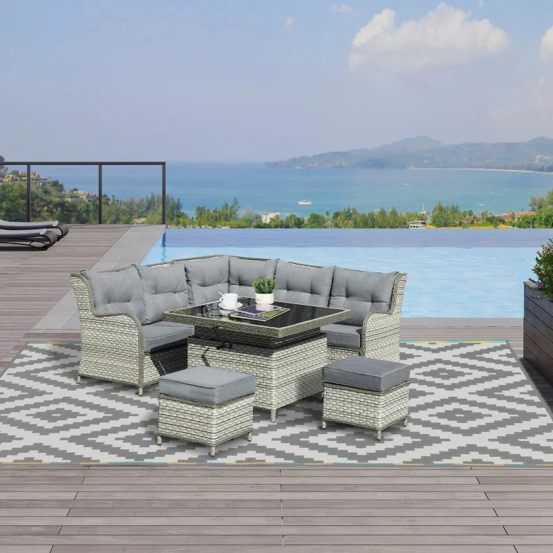 Outsunny Outdoor Wicker Sofa Furniture Set 1.2m 6 Piece - Grey 2 Outsunny Outdoor Wicker Sofa Furniture Set 1.2m 6 Piece - Grey - Image 2