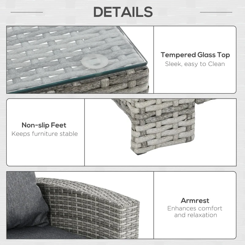 Outsunny Outdoor Rattan Sofa Dining Set 6 Piece - Light Grey 6 Outsunny Outdoor Rattan Sofa Dining Set 6 Piece - Light Grey - Image 6