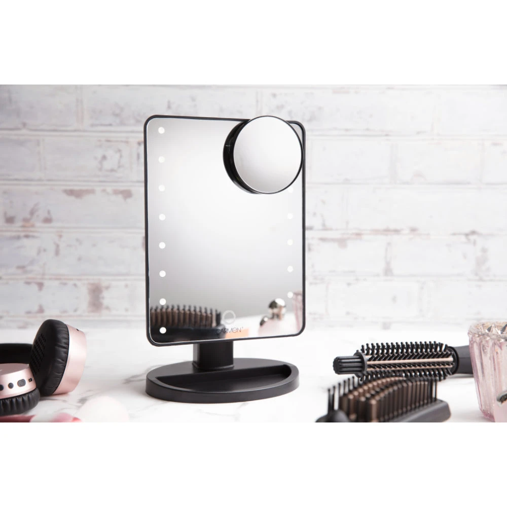 Carmen Illuminated Mirror With LEDs - Black 2 Carmen Illuminated Mirror With LEDs - Black - Image 2