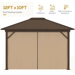 Outsunny Hardtop Gazebo With Curtains 3.6 X 3m - Brown -Home Furnishing Serie Shop CDH88c18141203190 jpg