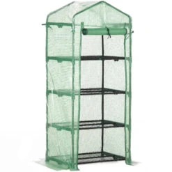 Outsunny Mini Greenhouse With 4 Tier 70 X 50 X 160 Cm - Green