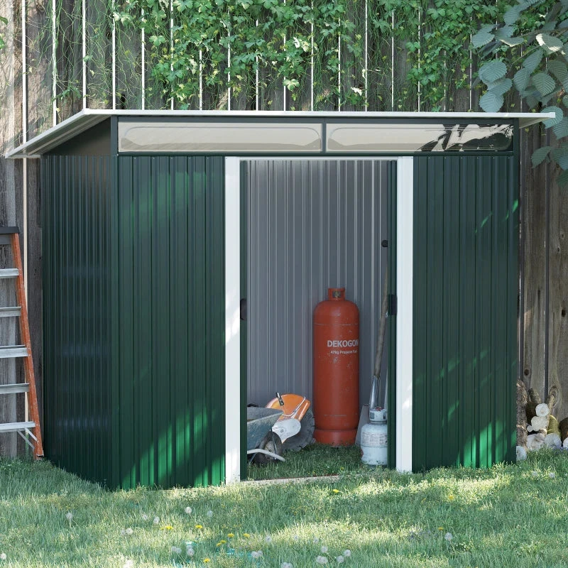 Outsunny Metal Garden Shed 260L X 133W X 200Hcm - Green 10 Outsunny Metal Garden Shed 260L X 133W X 200Hcm - Green - Image 10