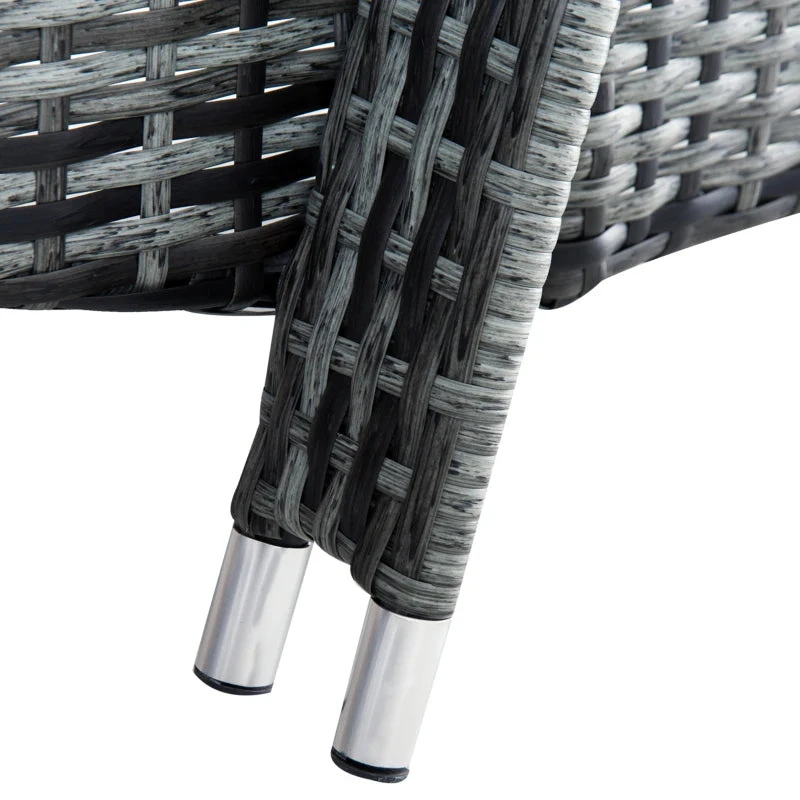 Outsunny Rattan Lounge Set With Side Table - Grey 8 Outsunny Rattan Lounge Set With Side Table - Grey - Image 8