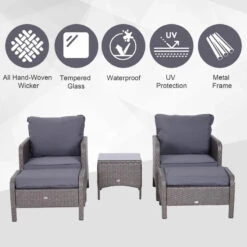 Outsunny Rattan 2 Seater Set With Footstools And Side Table - Dark Grey 16 Outsunny Rattan 2 Seater Set With Footstools And Side Table - Dark Grey -Home Furnishing Serie Shop DBEa0917eecc299a0 jpg