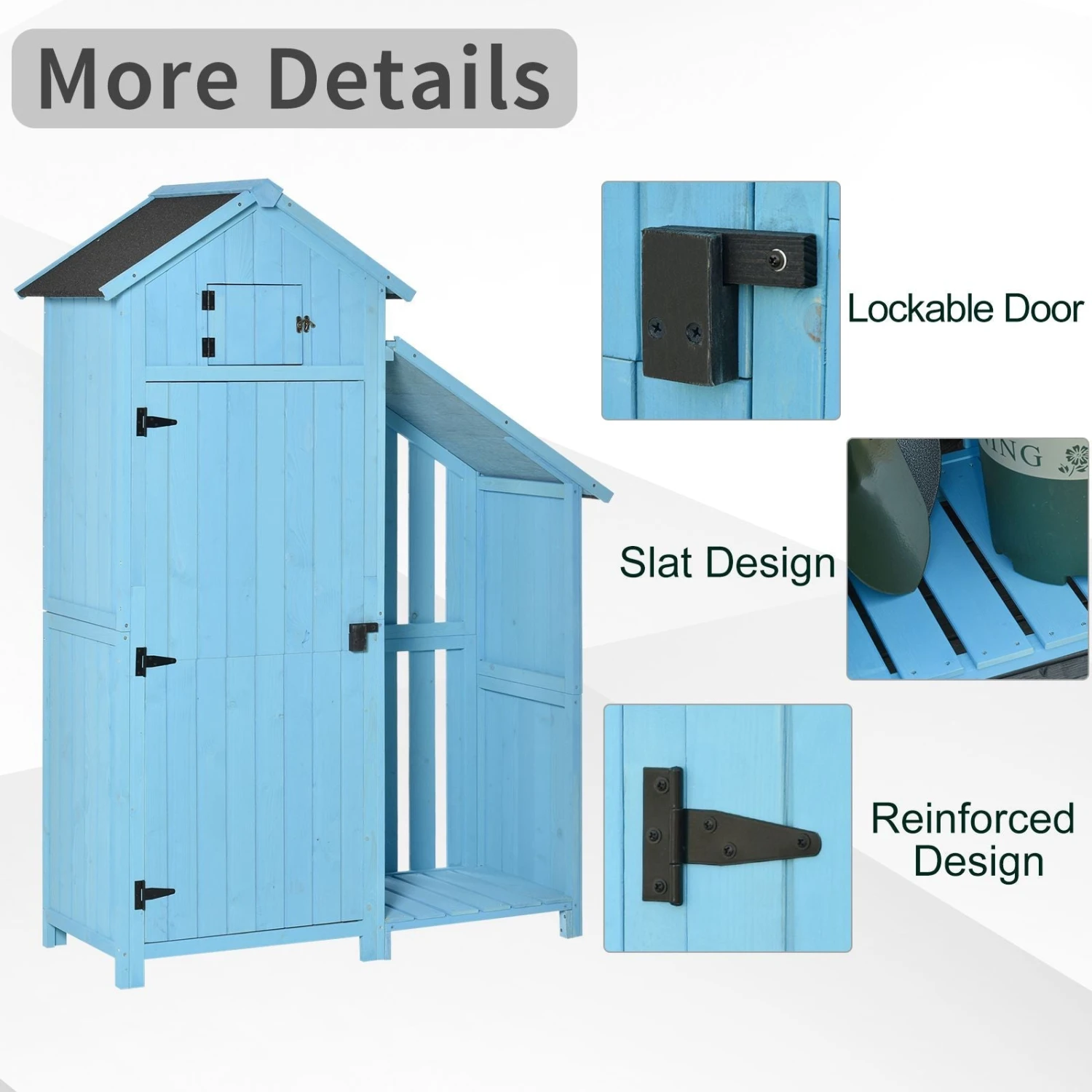 OUTSUNNY Garden Storage Shed - Blue 6 OUTSUNNY Garden Storage Shed - Blue - Image 6