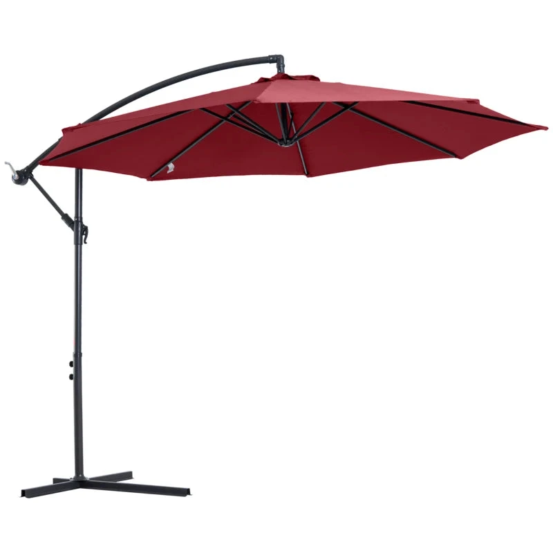 Outsunny Steel Hanging Banana Umbrella Parasol - Red 1 Outsunny Steel Hanging Banana Umbrella Parasol - Red