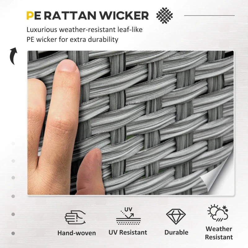 Outsunny Rattan Dining Furniture Set 6 Seater- Grey 4 Outsunny Rattan Dining Furniture Set 6 Seater- Grey - Image 4