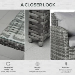 Outsunny Rattan Sofa Set With Table 3 Piece 1.8m- Grey 16 Outsunny Rattan Sofa Set With Table 3 Piece 1.8m- Grey -Home Furnishing Serie Shop EIJb1018746d3c287 jpg