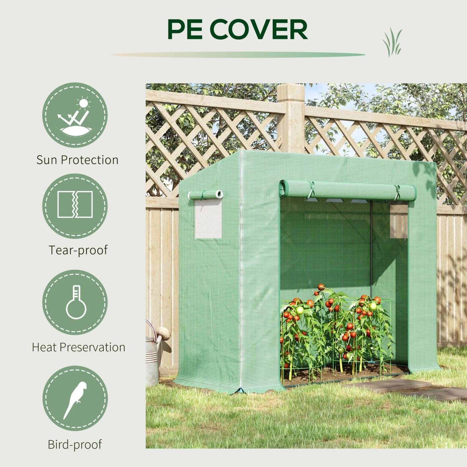 Outsunny Outdoor Greenhouse Poly Tunnel Plants Reinforced Top Cover 1.98 X 0.77 X 1.49 M 4 Outsunny Outdoor Greenhouse Poly Tunnel Plants Reinforced Top Cover 1.98 X 0.77 X 1.49 M - Image 4