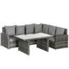 Outsunny Rattan Sofa Set With Table 3 Piece 1.8m- Grey