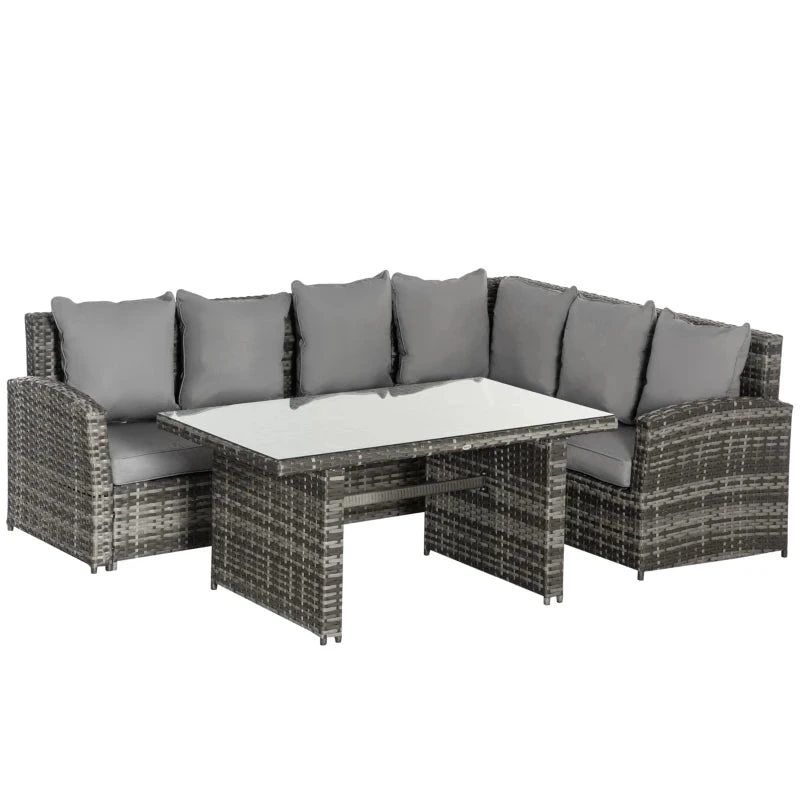 Outsunny Rattan Sofa Set With Table 3 Piece 1.8m- Grey 1 Outsunny Rattan Sofa Set With Table 3 Piece 1.8m- Grey