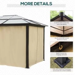 Outsunny 3 X 3.6(m) Hardtop Gazebo Canopy With Polycarbonate Roof And Aluminium Frame, Garden Pavilion With Mosquito Netting And Curtains, Brown -Home Furnishing Serie Shop F8da5a17dc41d6a15
