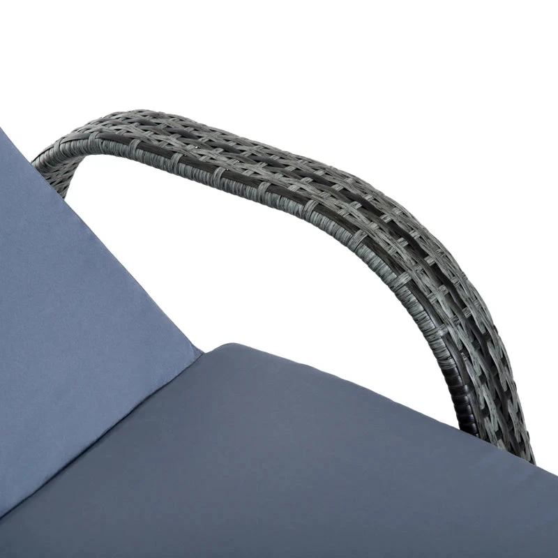 Outsunny Rattan Lounge Set With Side Table - Grey 9 Outsunny Rattan Lounge Set With Side Table - Grey - Image 9