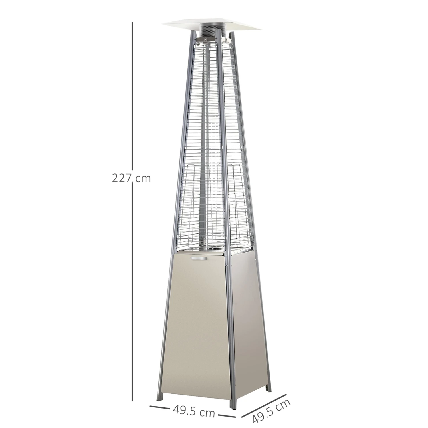 Outsunny Stainless Steel Outdoor Garden Pyramid Patio Heater With Wheels And Rain Cover - Silver 3 Outsunny Stainless Steel Outdoor Garden Pyramid Patio Heater With Wheels And Rain Cover - Silver - Image 3