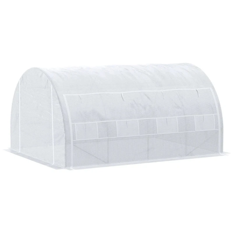 Outsunny Greenhouse Polytunnel 4x3x2m - White 11 Outsunny Greenhouse Polytunnel 4x3x2m - White - Image 11