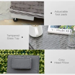 Outsunny Outdoor Rattan Lounger Set With Table - Grey -Home Furnishing Serie Shop IXT756186bb7454bc jpg