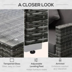 Outsunny 6 Pieces Outdoor Rattan Corner Sofa Set, Patio Aluminum Frame With All-weather Wicker Conversation Furniture W/ Coffee Table & Cushions, Mixed Grey 22 Outsunny 6 Pieces Outdoor Rattan Corner Sofa Set, Patio Aluminum Frame With All-weather Wicker Conversation Furniture W/ Coffee Table & Cushions, Mixed Grey -Home Furnishing Serie Shop JYnb101865415d2ee jpg