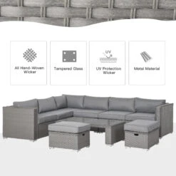 Outsunny Outdoor Rattan Sofa Corner Set 6 Piece - Grey -Home Furnishing Serie Shop Jaya0917eecc28f6f jpg