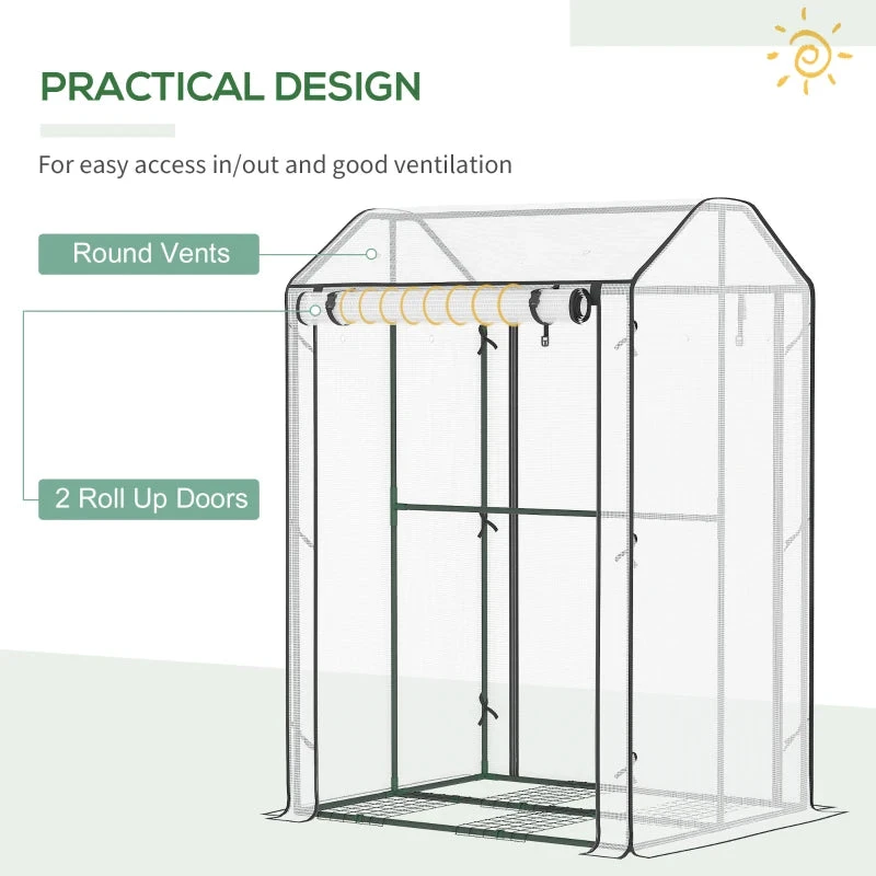Outsunny Mini Greenhouse 100x80x150cm - White 5 Outsunny Mini Greenhouse 100x80x150cm - White - Image 5