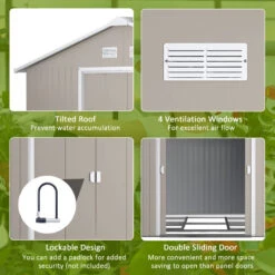 Outsunny Metal Shed 13 X 11ft - Light Grey 15 Outsunny Metal Shed 13 X 11ft - Light Grey -Home Furnishing Serie Shop JlK88c18573b67a6c jpg