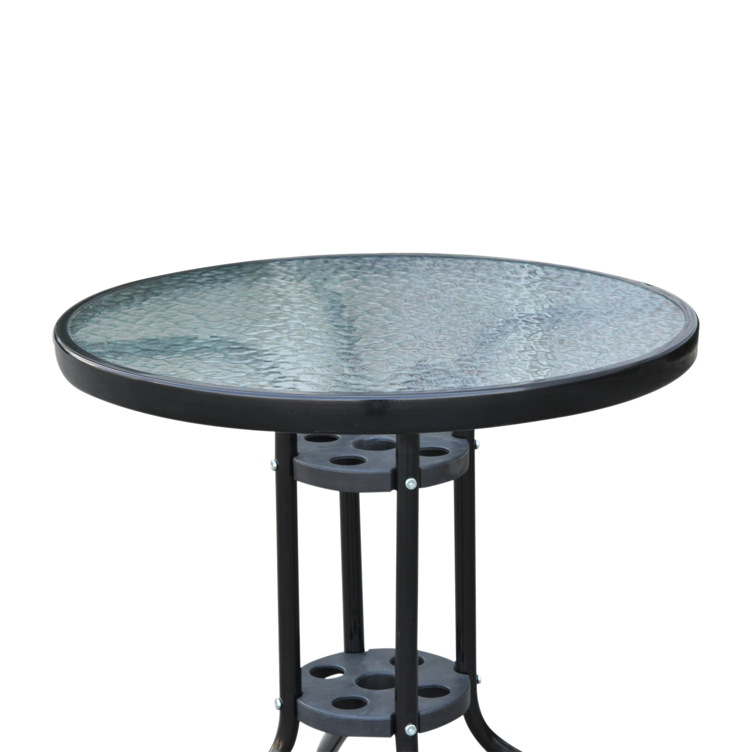 Outsunny Glass Top Patio Table - Black 2 Outsunny Glass Top Patio Table - Black - Image 2