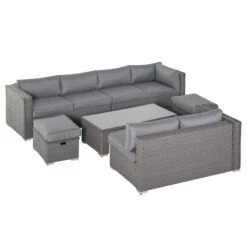 Outsunny Outdoor Rattan Sofa Corner Set 6 Piece - Grey -Home Furnishing Serie Shop LTWdaa17eecc28f6f jpg
