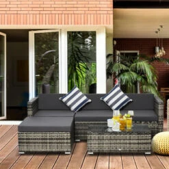 Outsunny Rattan Sofa Set With Chez Lounge And Coffee Table - Grey 23 Outsunny Rattan Sofa Set With Chez Lounge And Coffee Table - Grey -Home Furnishing Serie Shop M1I6ff1863a96e66d jpg
