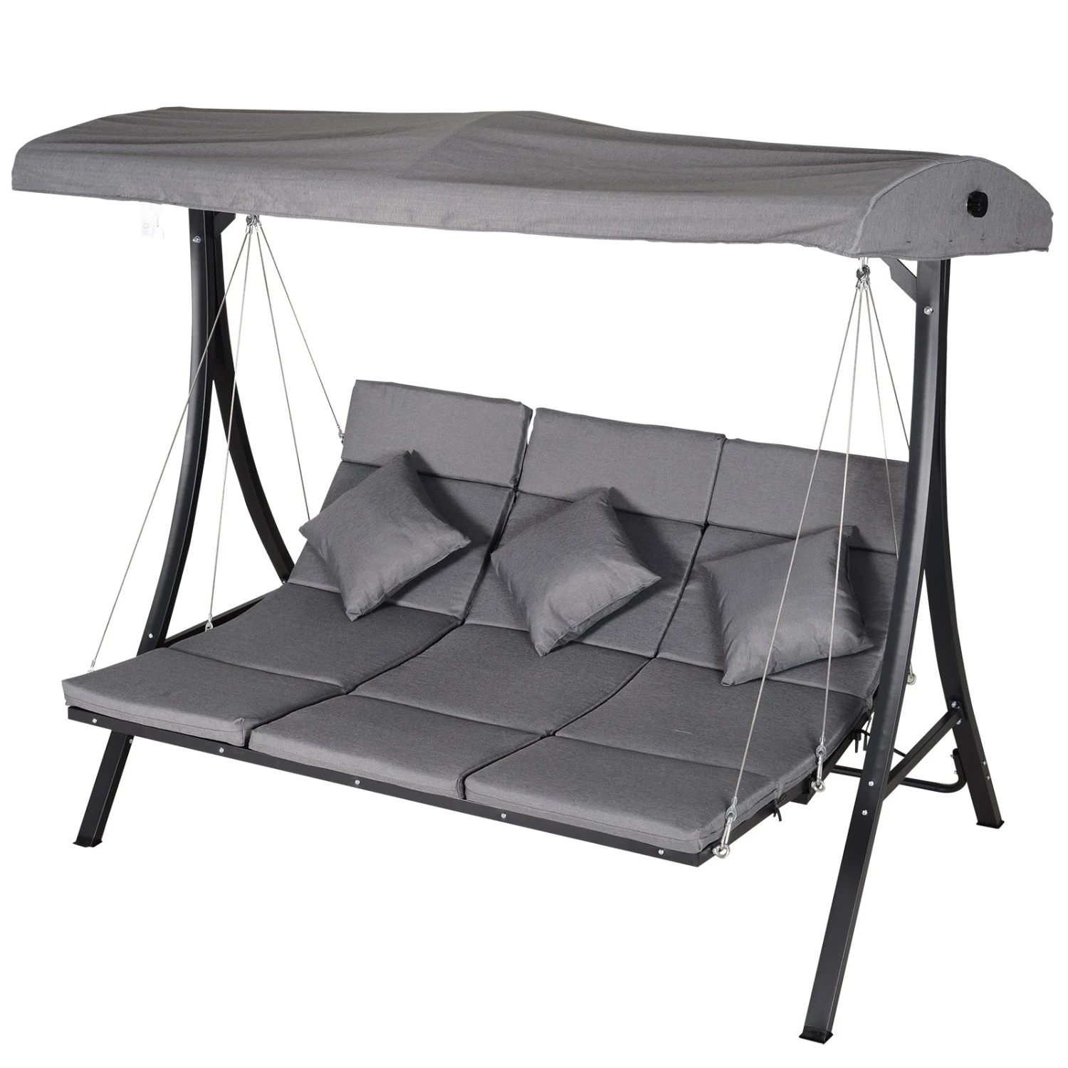 Outsunny 3 Seater Swing Bench - Grey 1 Outsunny 3 Seater Swing Bench - Grey