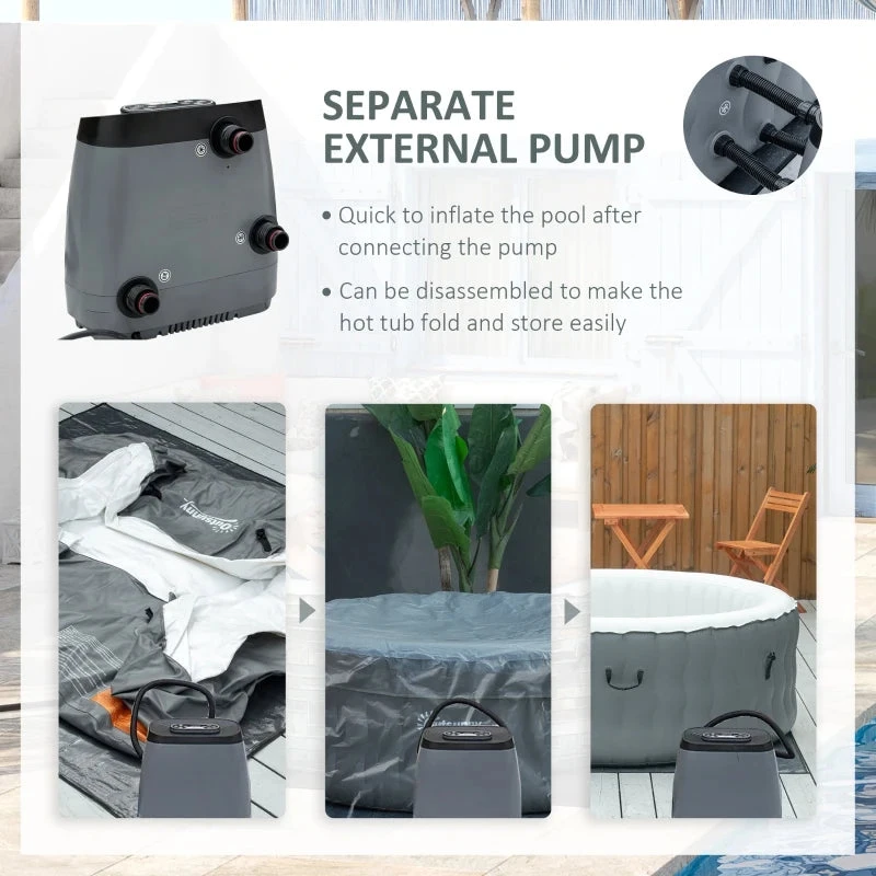 Outsunny Round Hot Tub 4 Person, Light Grey 6 Outsunny Round Hot Tub 4 Person, Light Grey - Image 6