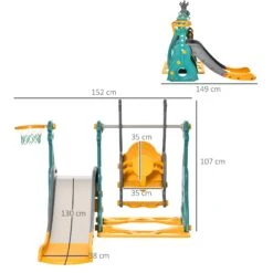 HOMCOM Kids Swing Slide Combination