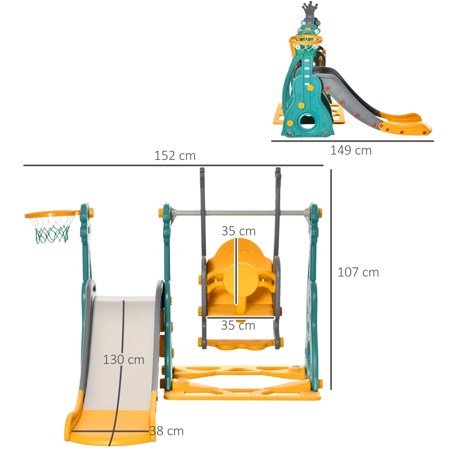 HOMCOM Kids Swing Slide Combination 1 HOMCOM Kids Swing Slide Combination