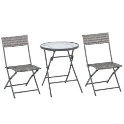 Outsunny Rattan Bistro Set - Grey