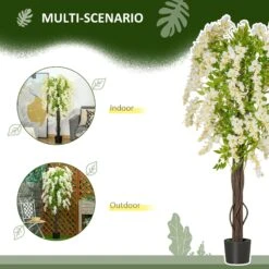 HOMCOM Artificial Realistic White Wisteria Tree For Indoor Outdoor Décor, 160cm 10 HOMCOM Artificial Realistic White Wisteria Tree For Indoor Outdoor Décor, 160cm -Home Furnishing Serie Shop MhP73717dc3540435 3acb825d bd1e 4e27 b3b8 3c5f764c180a