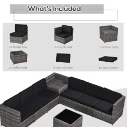 Outsunny Patio Rattan Sofa Set 6 Seater - Grey -Home Furnishing Serie Shop Mi2b1017fb1c31dbc jpg
