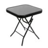 Silver & Stone Folding Glass Side Table 40 X 40 X 46cm - Black - Indoor Or Outdoor