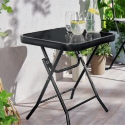Silver & Stone Folding Glass Side Table 40 X 40 X 46cm - Black - Indoor Or Outdoor -Home Furnishing Serie Shop MicrosoftTeams image 418
