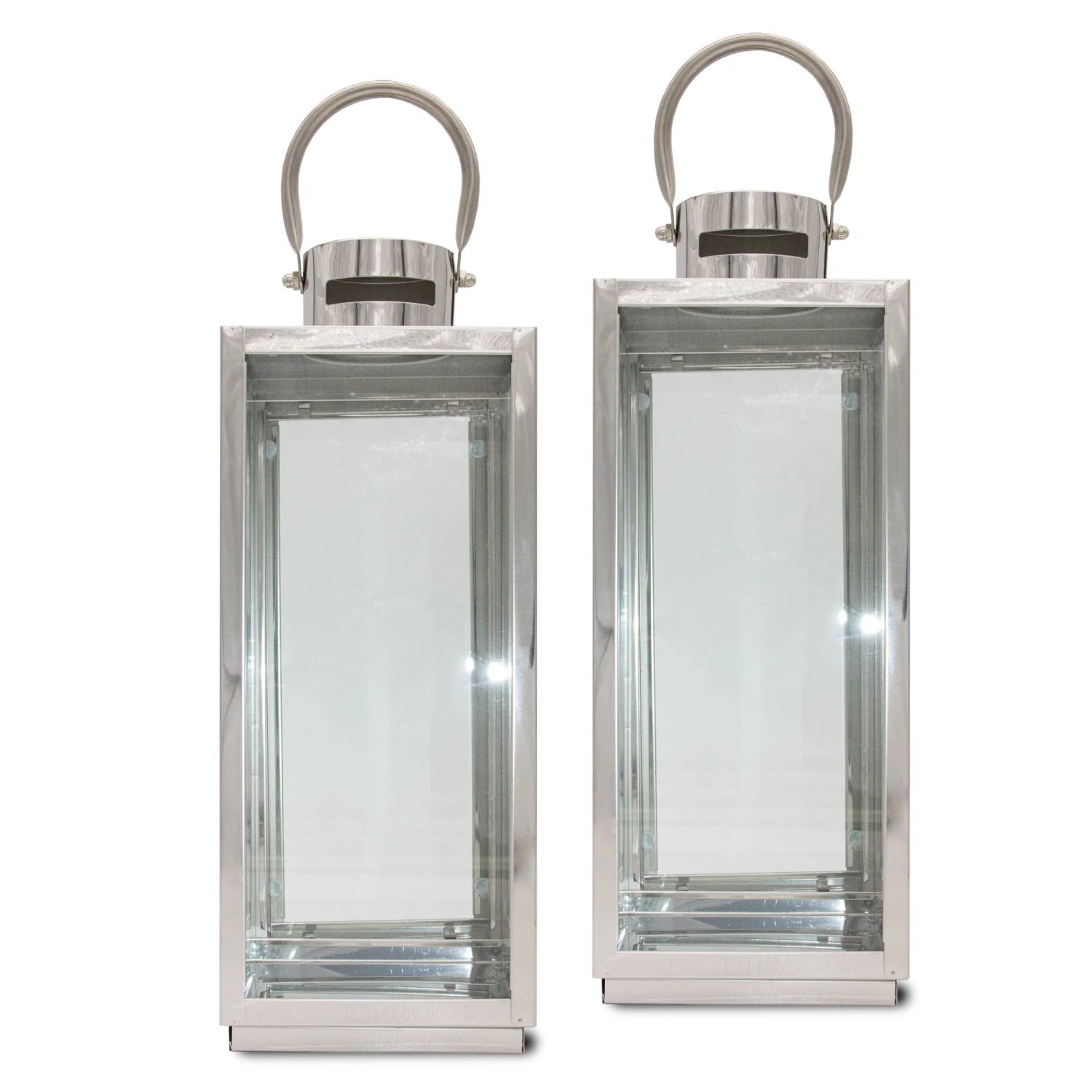 Lewis's Rectangular Lanterns Candle Holders Set Of 2 - 17x16x41cm 1 Lewis's Rectangular Lanterns Candle Holders Set Of 2 - 17x16x41cm