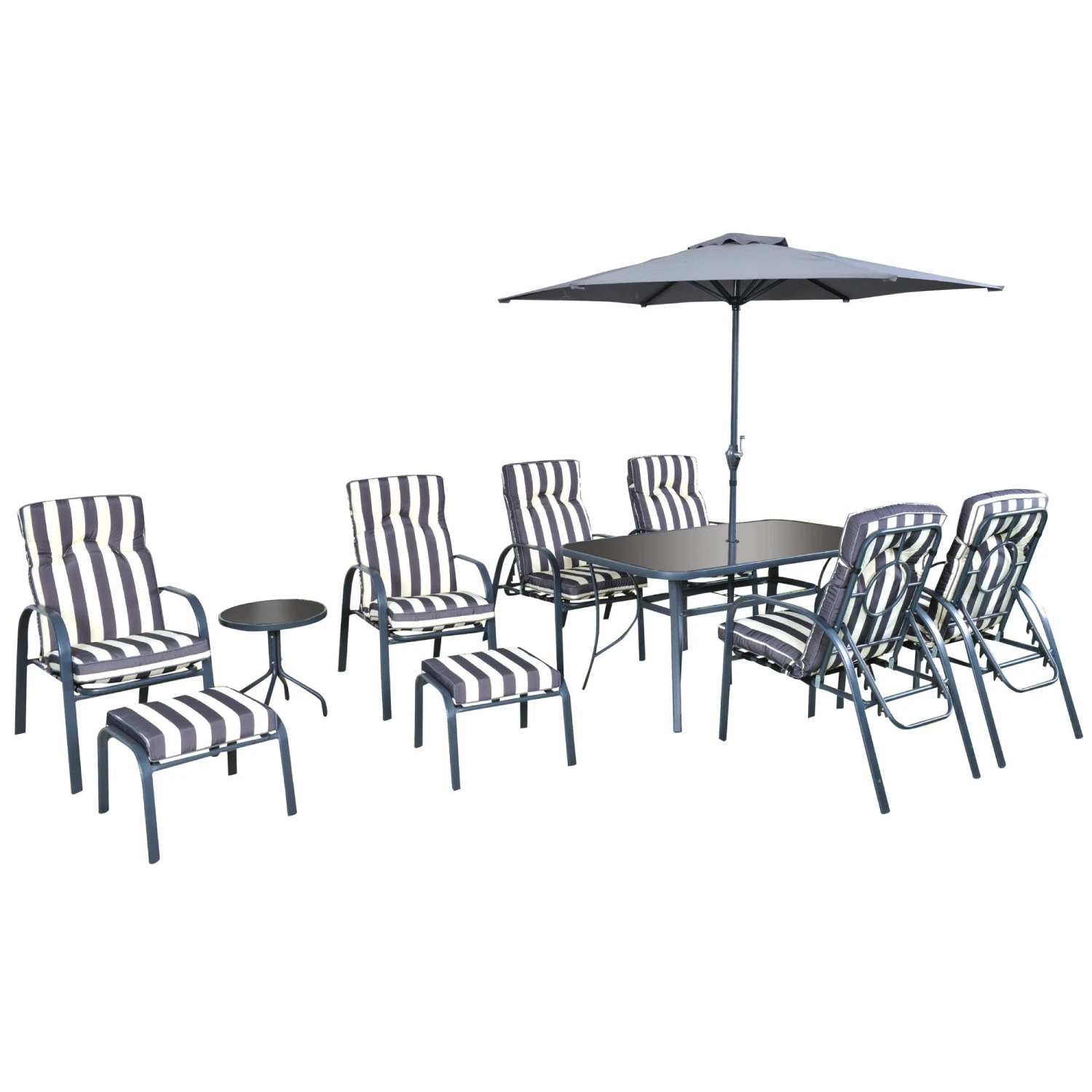Silver & Stone Windsor Outdoor 11 Piece Furniture Set - Grey 1 Silver & Stone Windsor Outdoor 11 Piece Furniture Set - Grey