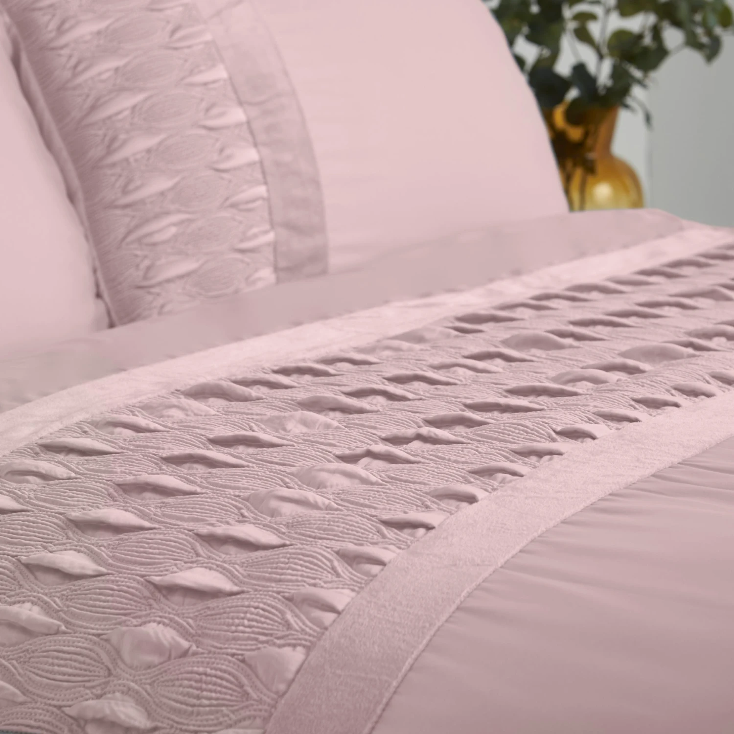 Lewis's Aria Quilted Satin Panel Luxury Duvet Set - Blush Pink 6 Lewis's Aria Quilted Satin Panel Luxury Duvet Set - Blush Pink - Image 6