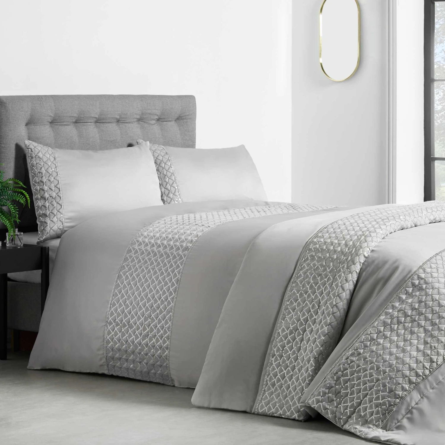 Lewis's Charlotte Sequin Panel Luxury Duvet Set - Silver 1 Lewis's Charlotte Sequin Panel Luxury Duvet Set - Silver